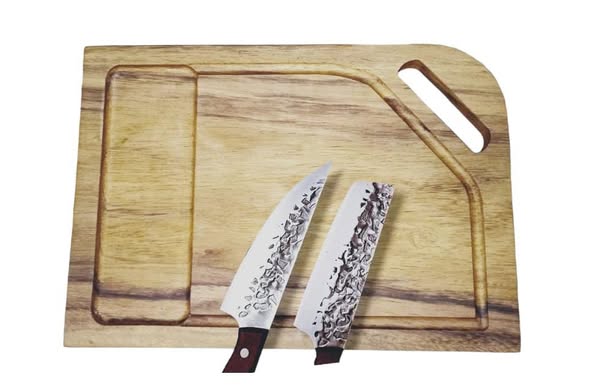 Tabla de Corte de Madera de Parota con Asa y Canal para Jugos (28x40x2 cm)