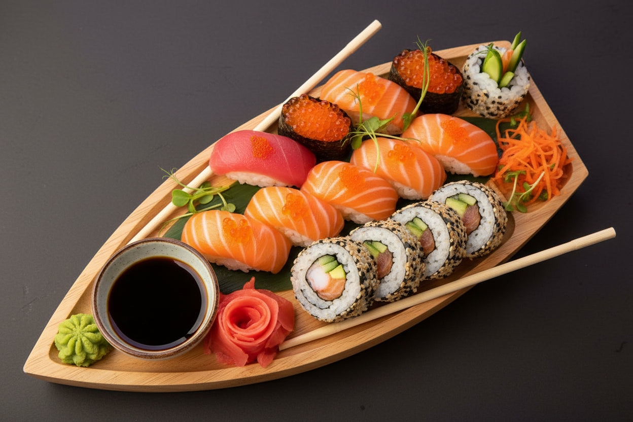 Set de 5 Tablas de Sushi en Madera de Pino (16 x 32 cm)
